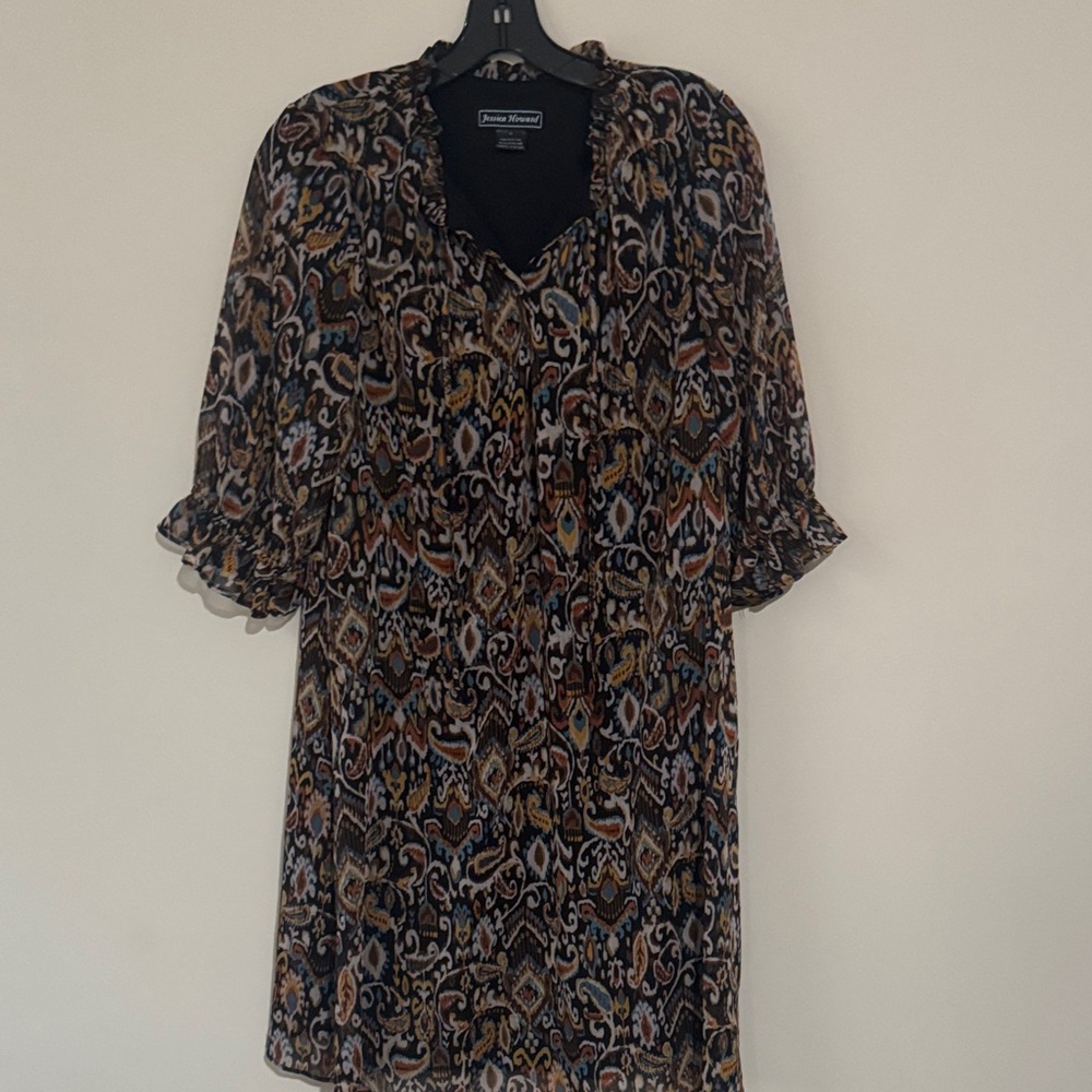 Jessica Howard Black and Brown Patterned 3/4 sleeve